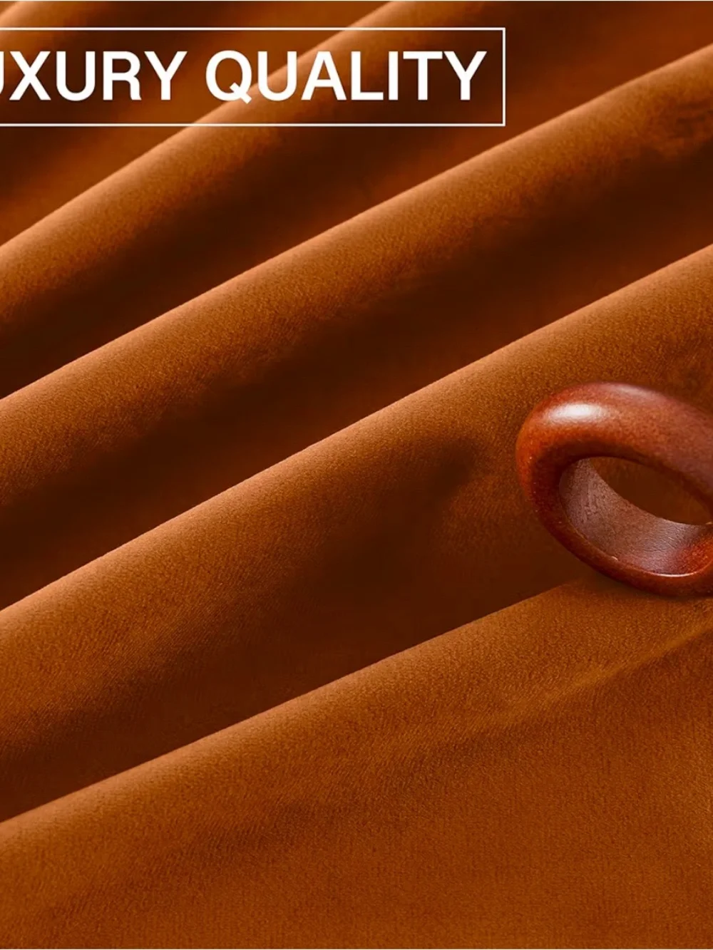 Velvet burnt orange 52 x 63” 2 panel curtains